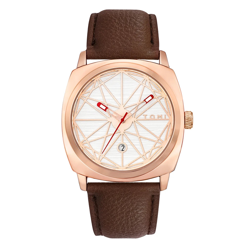 TOMI – Montre Quartz Homme Luxe & Polyvalente | Cadran Rond 40mm, Bracelet PU, Calendrier, Business & Loisir Soldes-ShopOnline