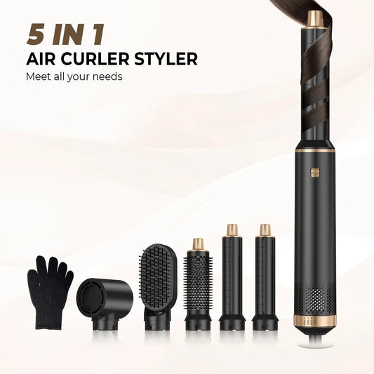 Sèche-cheveux 5 en 1 Peigne électrique Lisseur à ions négatifs Peigne Fer à friser Brosse chauffante multifonctionnelle détachable Sèche-cheveux - Soldes-ShopOnline