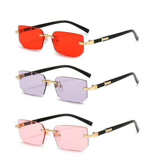 Lunettes de soleil sans monture Rectangle Mode Populaire Femmes Hommes Nuances Petites lunettes de soleil carrées pour femmes Homme Été Voyage classe garçon chic à Prix attractif - Soldes-ShopOnline