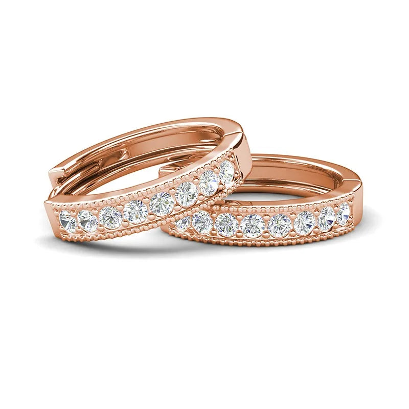 Daisini – Boucles d'Oreilles Créoles Scintillantes Cristaux Swarovski | Plaqué Or Rose 18K, Laiton Premium, Cadeau Femme Soldes-ShopOnline