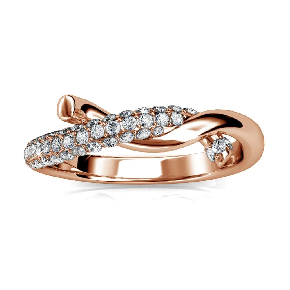 Daisini – Bague Criss-Cross 37 Cristaux Swarovski | Laiton Plaqué Or Rose, Design Entrelacé, Mariage & Anniversaire Soldes-ShopOnline