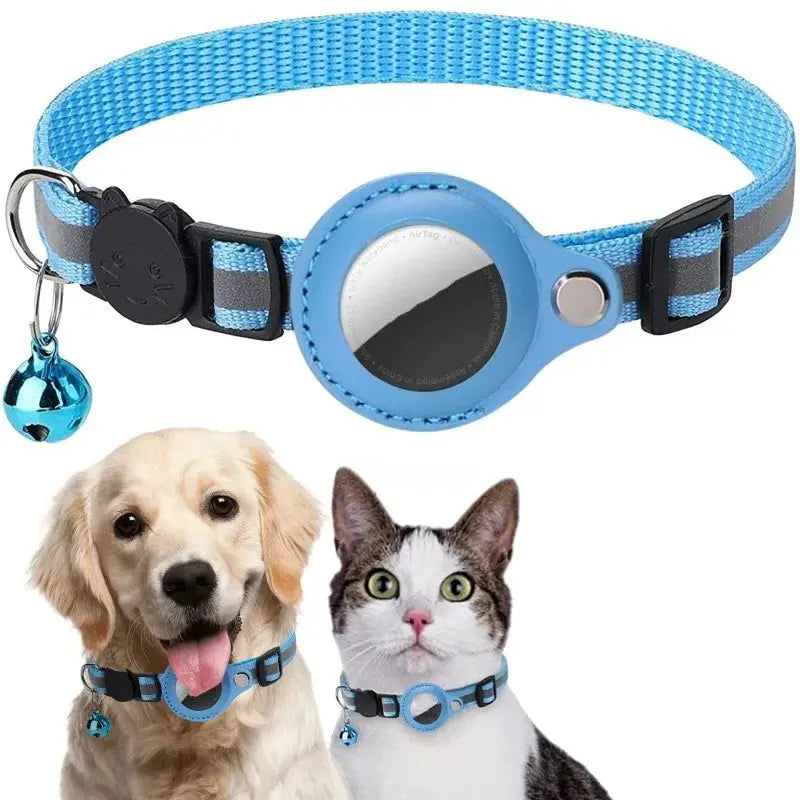 Collier de chien Collier de chat réfléchissant avec porte-étiquette Apple Air et cloche pour fille et garçon, accessoires anti-perte, Breakaway, collier de chat Airtag - Soldes-ShopOnline