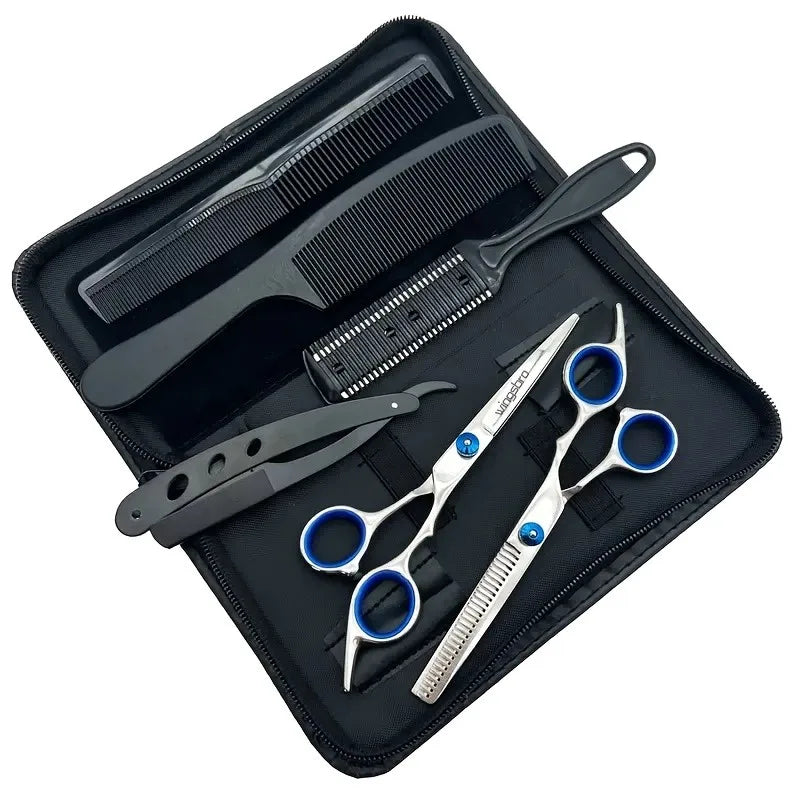 Hairdressing Scissors Set, 6 Inch Hair thinning Scissors Hair Cutting Styling Accessories Tools Kit For Barber Soldes-ShopOnline