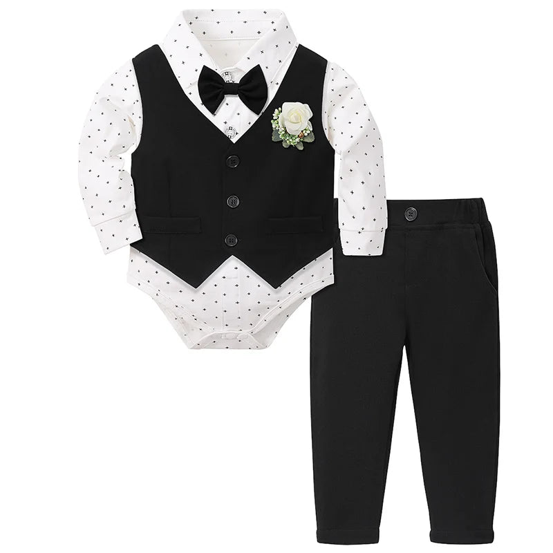 Costume Baptême Bébé Garçon Ensemble Formel | Gilet, Chemise, Pantalon – Baptême, Mariage, Pâques, Anniversaire – 3 à 18 Mois Soldes-ShopOnline