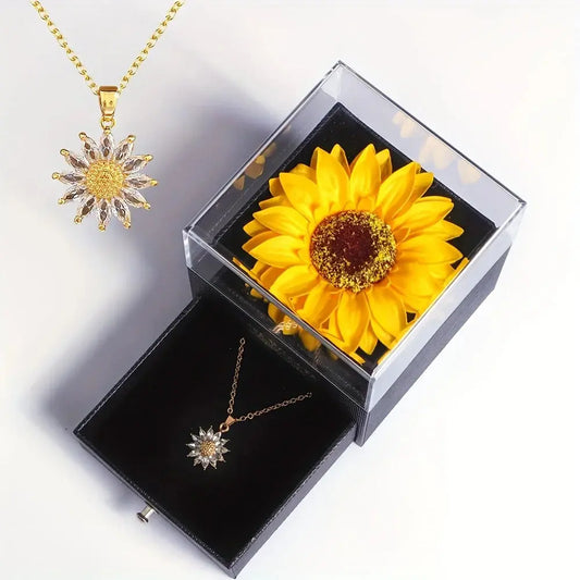 Ensemble cadeau élégant de collier de tournesol - Célébrez l'amour, la loyauté Collier pour Femme - Soldes-ShopOnline
