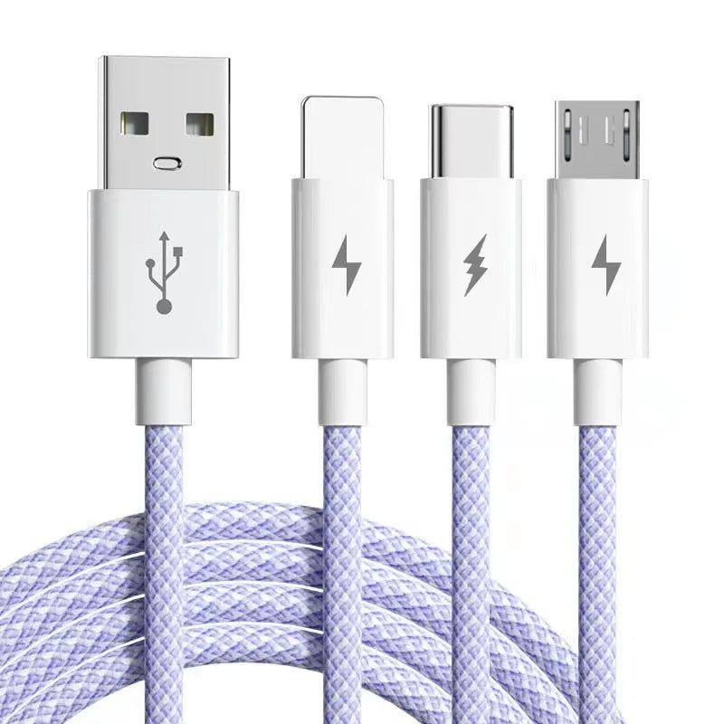 Câble USB-C 3-en-1 66W 6A Charge Ultra Rapide Tressé | Compatible iPhone, Samsung, Huawei, Xiaomi, OPPO – 1,2M & 2M Soldes-ShopOnline