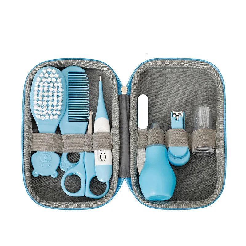 Kit Soin Bébé 8 Pièces – Coupe-Ongles, Peigne, Brosse, Thermomètre, Mouche-Bébé & Massage Soldes-ShopOnline