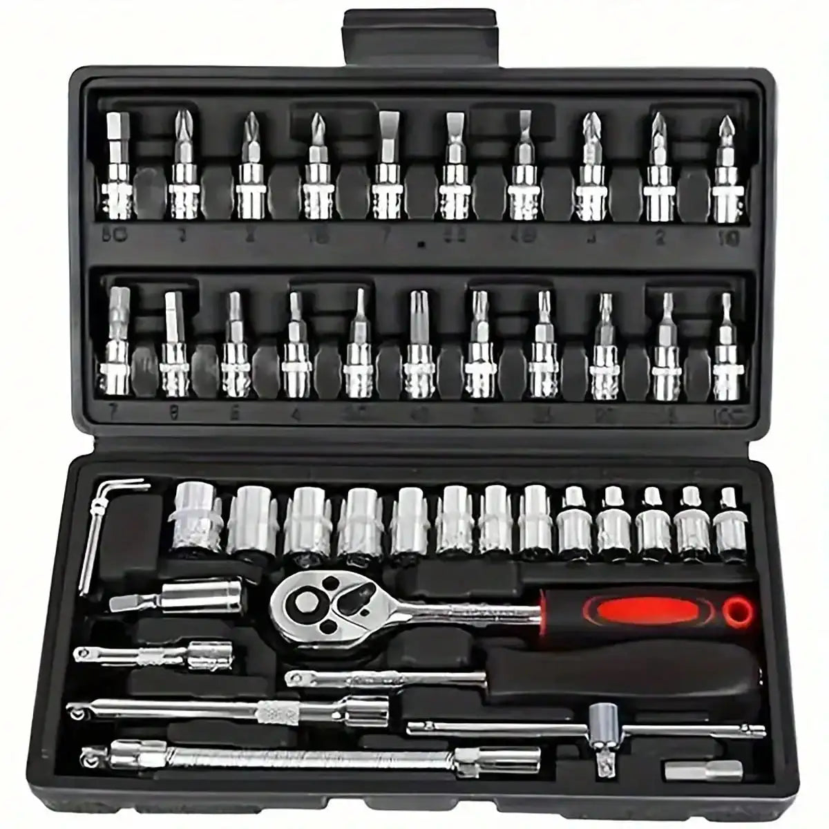 Coffret Outils 46 Pièces – Douilles 1/4", Clé à Cliquet, Tournevis | Auto, Maison, DIY – Mallette Rigide Incluse Soldes-ShopOnline