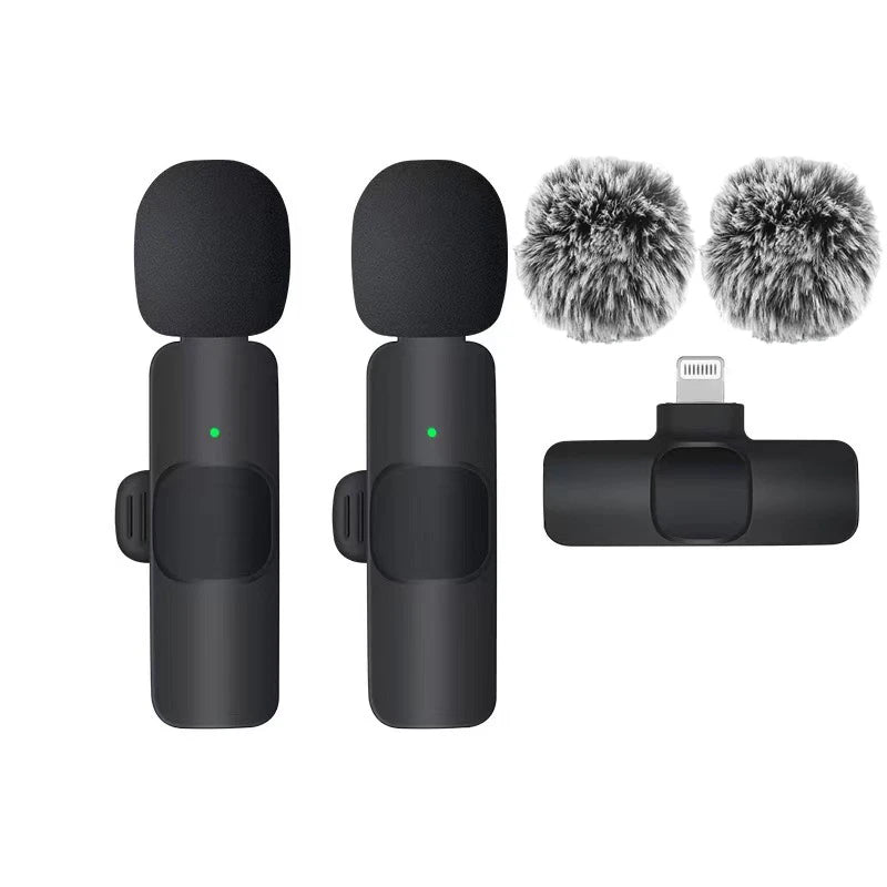 Basix Wireless Lavalier Microphone Audio Recording Mini Replaceable Windproof Wool Microphone for iPhone16 Shoot vlog YouTube Soldes-ShopOnline