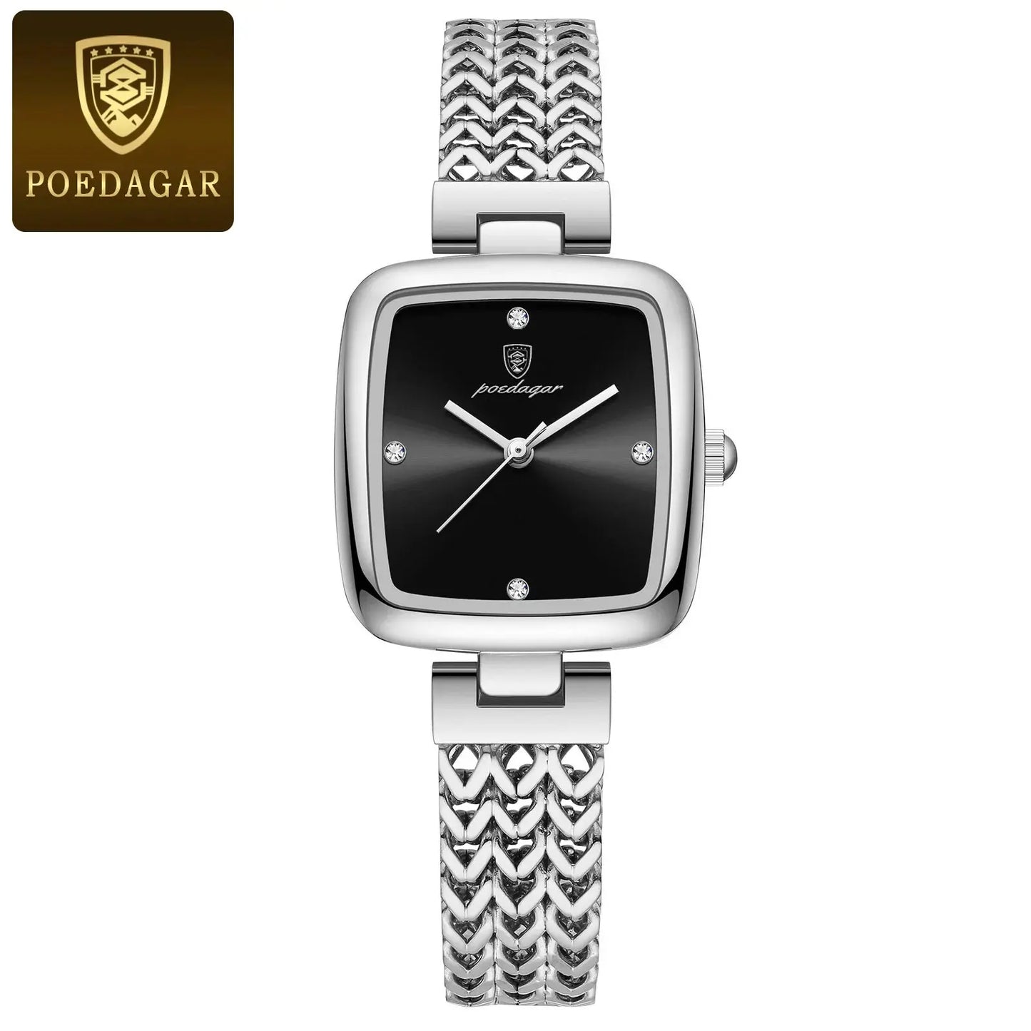 POEDAGAR Montre carrée de luxe pour femme étanche en acier inoxydable dames montre à quartz robe élégantes montres pour femmes montres de filles - Soldes-ShopOnline