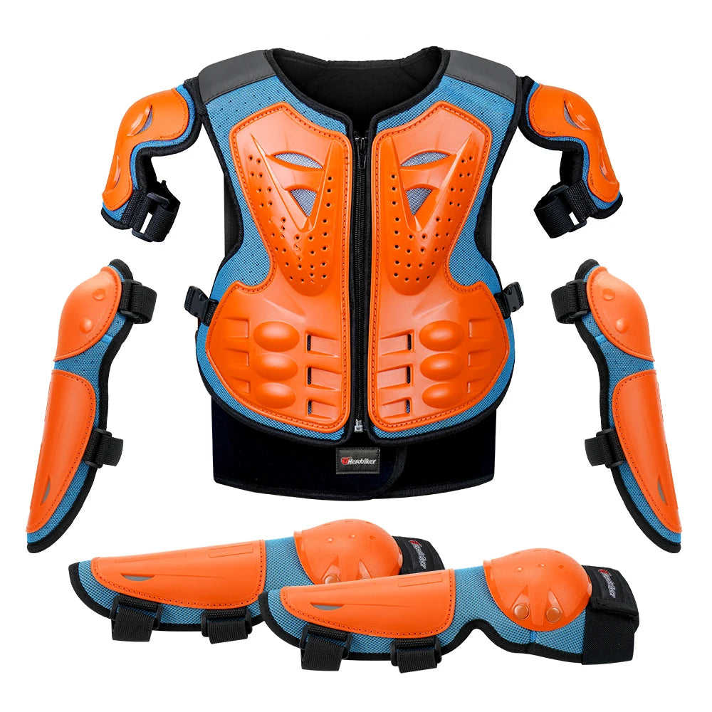 Kid's Motorcycle Armor Vest Protection Motocross Body Armor Jacket Protective Armors Riding Kneepads Moto Full Armor Children Soldes-ShopOnline