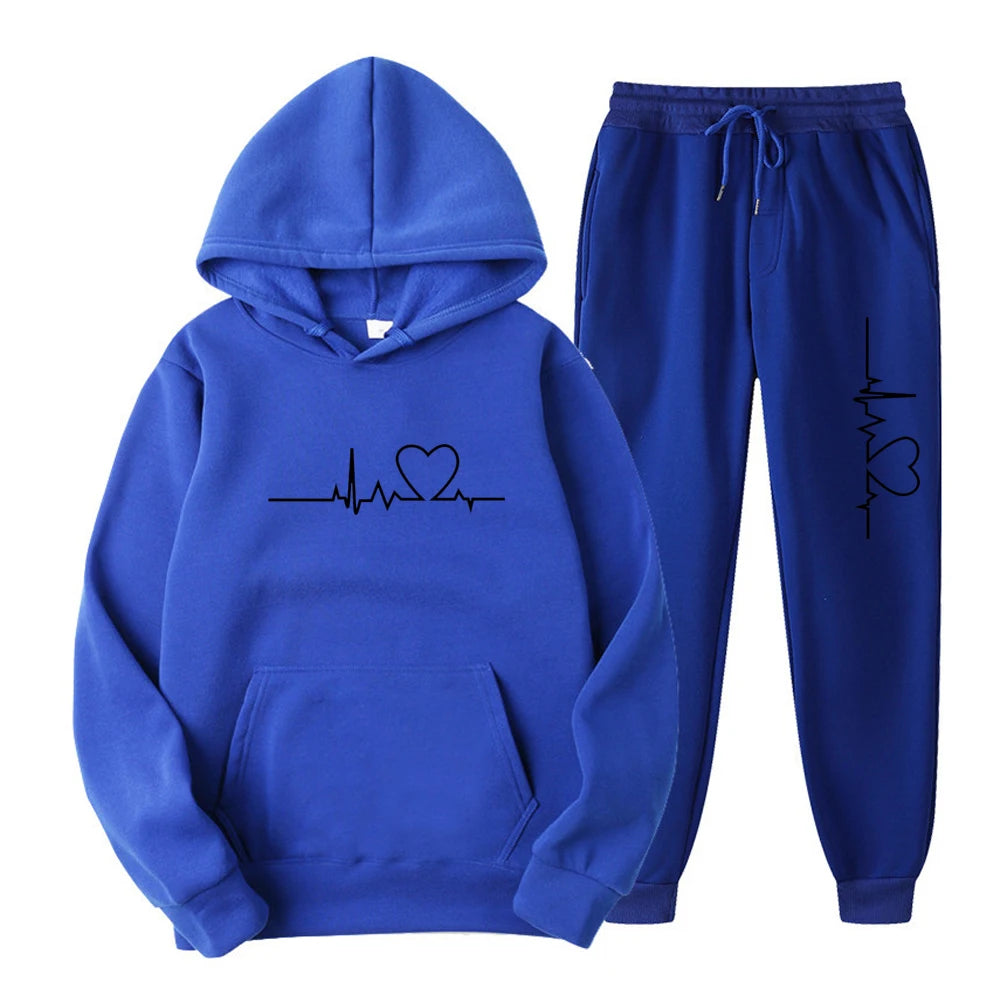 Ensemble Jogging Femme – Hoodie + Pantalon Sport, Imprimé, Printemps & Automne Soldes-ShopOnline