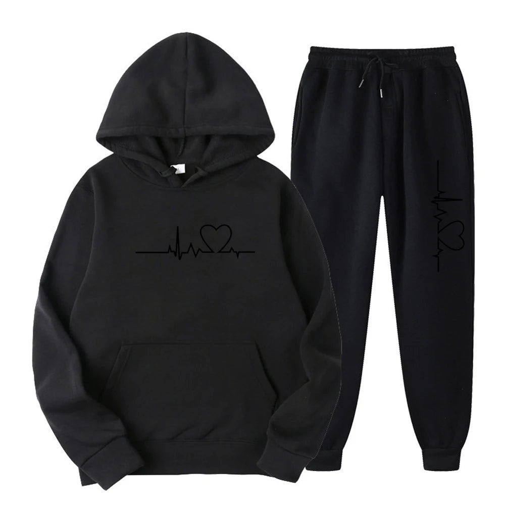 Ensemble Jogging Femme – Hoodie + Pantalon Sport, Imprimé, Printemps & Automne Soldes-ShopOnline
