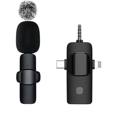 Basix Wireless Lavalier Microphone Audio Recording Mini Replaceable Windproof Wool Microphone for iPhone16 Shoot vlog YouTube Soldes-ShopOnline