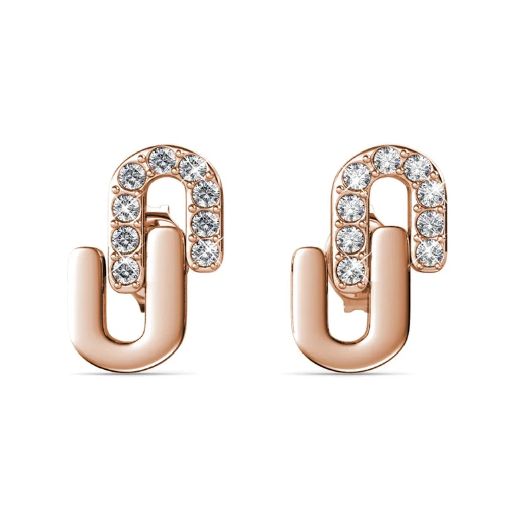 Boucles d’Oreilles Daisini Link – Or Rose & 18 Cristaux Swarovski Soldes-ShopOnline