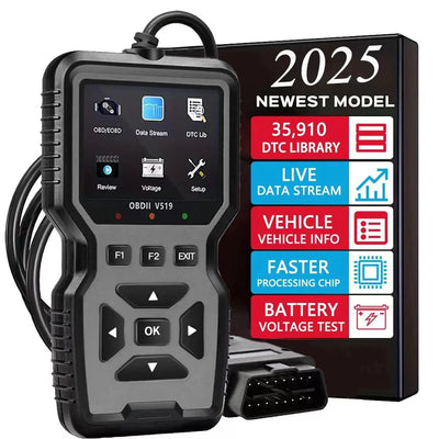 Lecteur de code d'outil de diagnostic de scanner OBD2 de voiture, scanner de code de défaut de moteur de testeur de tension de voiture, outil de diagnostic de testeur de charge V519 - Soldes-ShopOnline