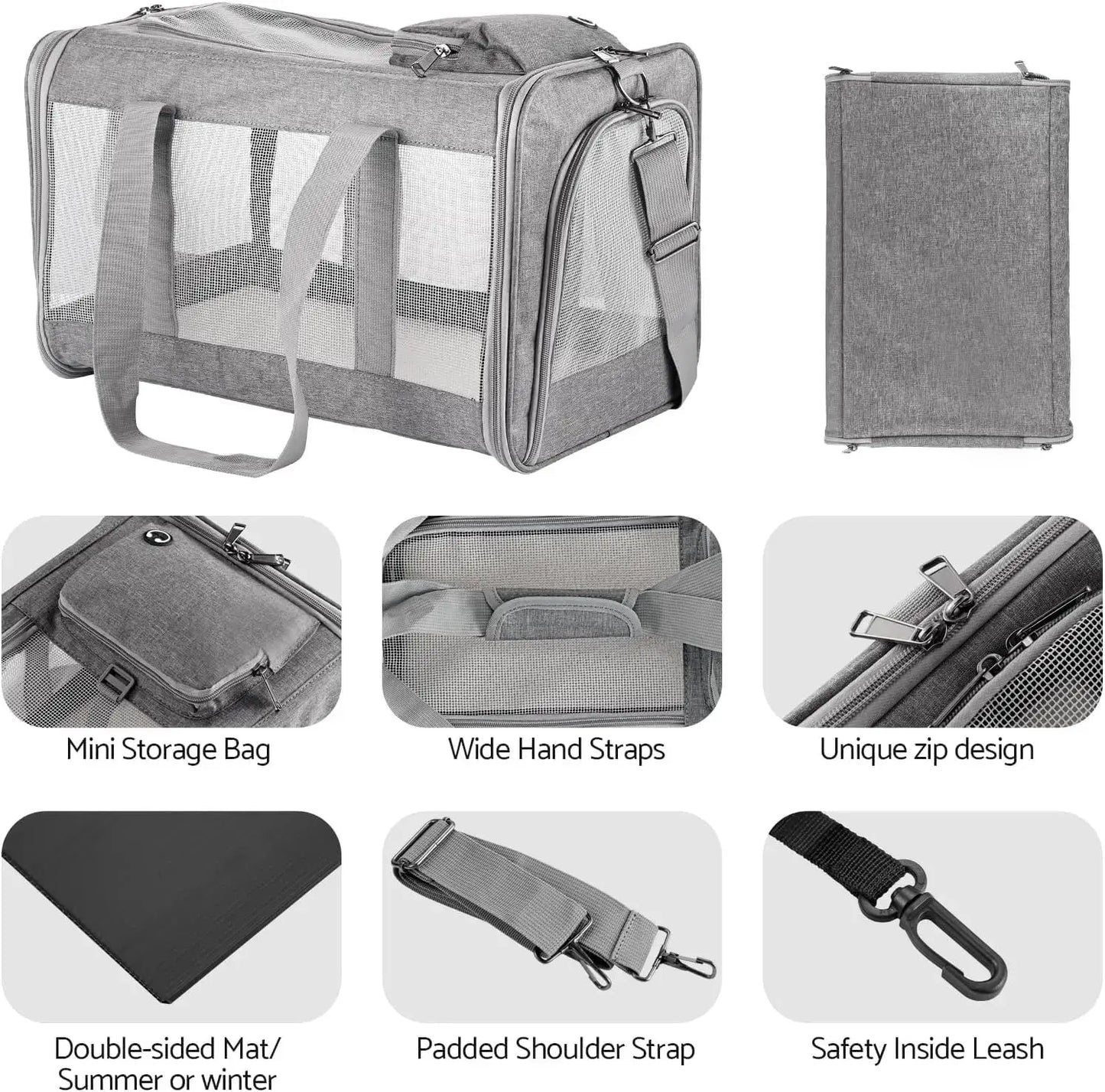 Porte-animaux approuvé par les compagnies aérienne pour chats Chiens Sac de voyage souple avec planche en nid d’abeille respirante, planche de soutien amovible pour vétérinaire idéal pour les transports de votre animal de compagnie - Soldes-ShopOnline