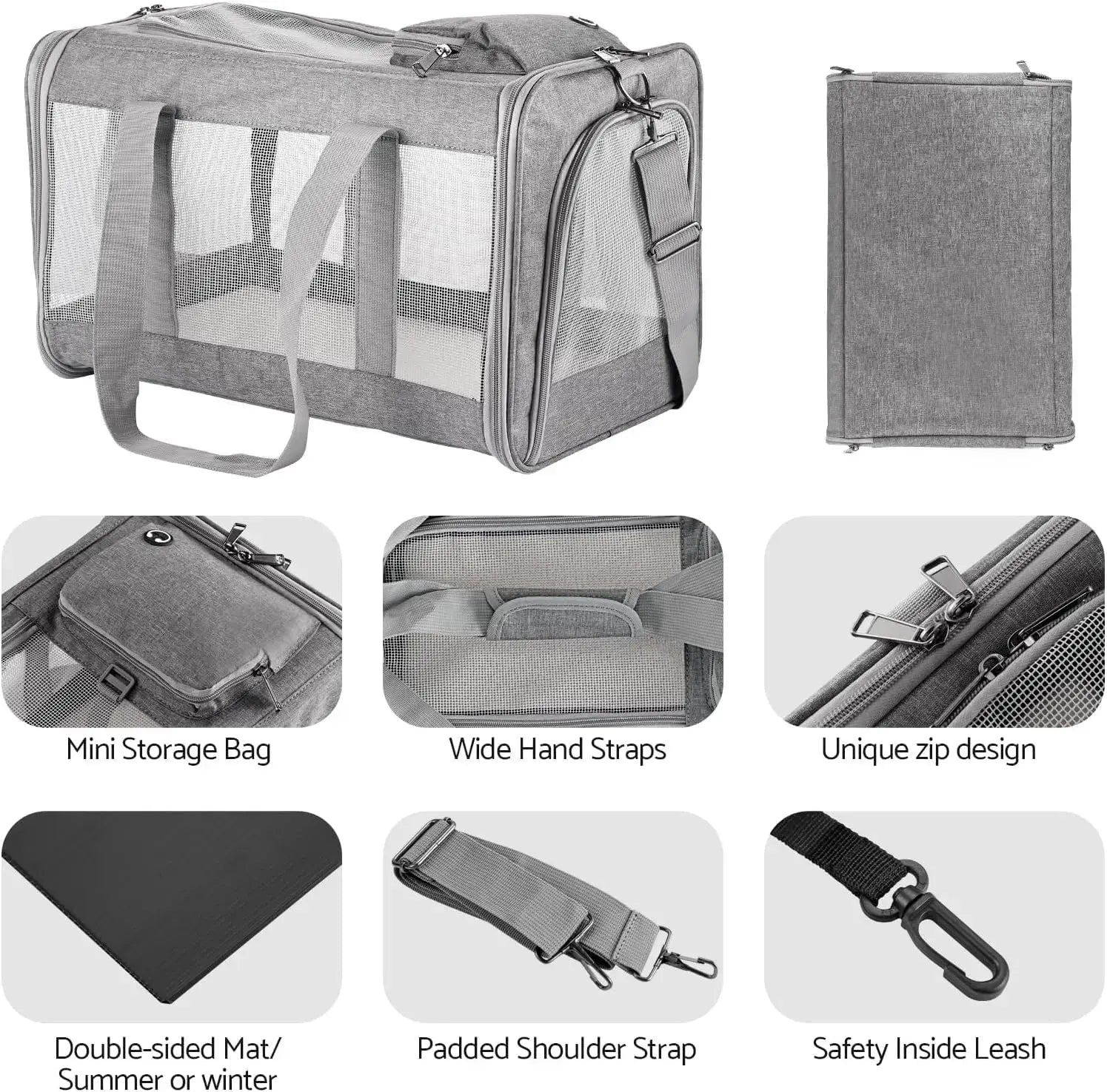 Porte-animaux approuvé par les compagnies aérienne pour chats Chiens Sac de voyage souple avec planche en nid d’abeille respirante, planche de soutien amovible pour vétérinaire idéal pour les transports de votre animal de compagnie - Soldes-ShopOnline