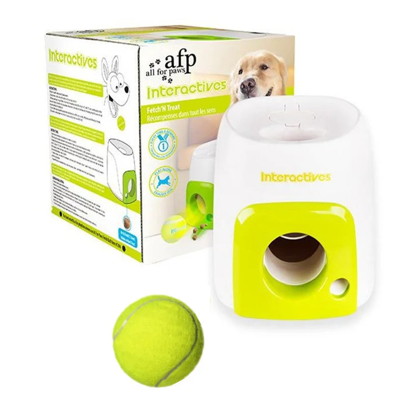 Automatic Dog Ball Launcher with Food Reward - Smart Tennis Ball Thrower Machine for Dogs, Interactive Pet Toy with Chase Traini Soldes-ShopOnline