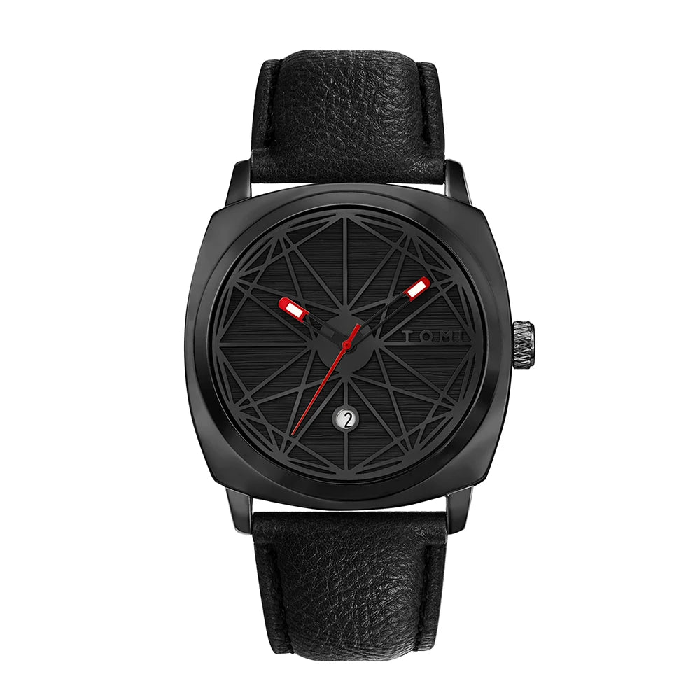 TOMI – Montre Quartz Homme Luxe & Polyvalente | Cadran Rond 40mm, Bracelet PU, Calendrier, Business & Loisir Soldes-ShopOnline