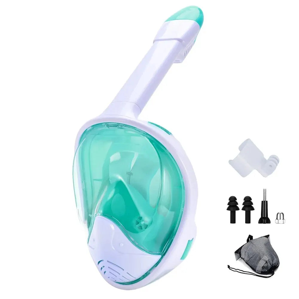 Masque Snorkeling Plein Visage Enfant & Adulte – Anti-Buée, Respiration Facile & Support Caméra Soldes-ShopOnline