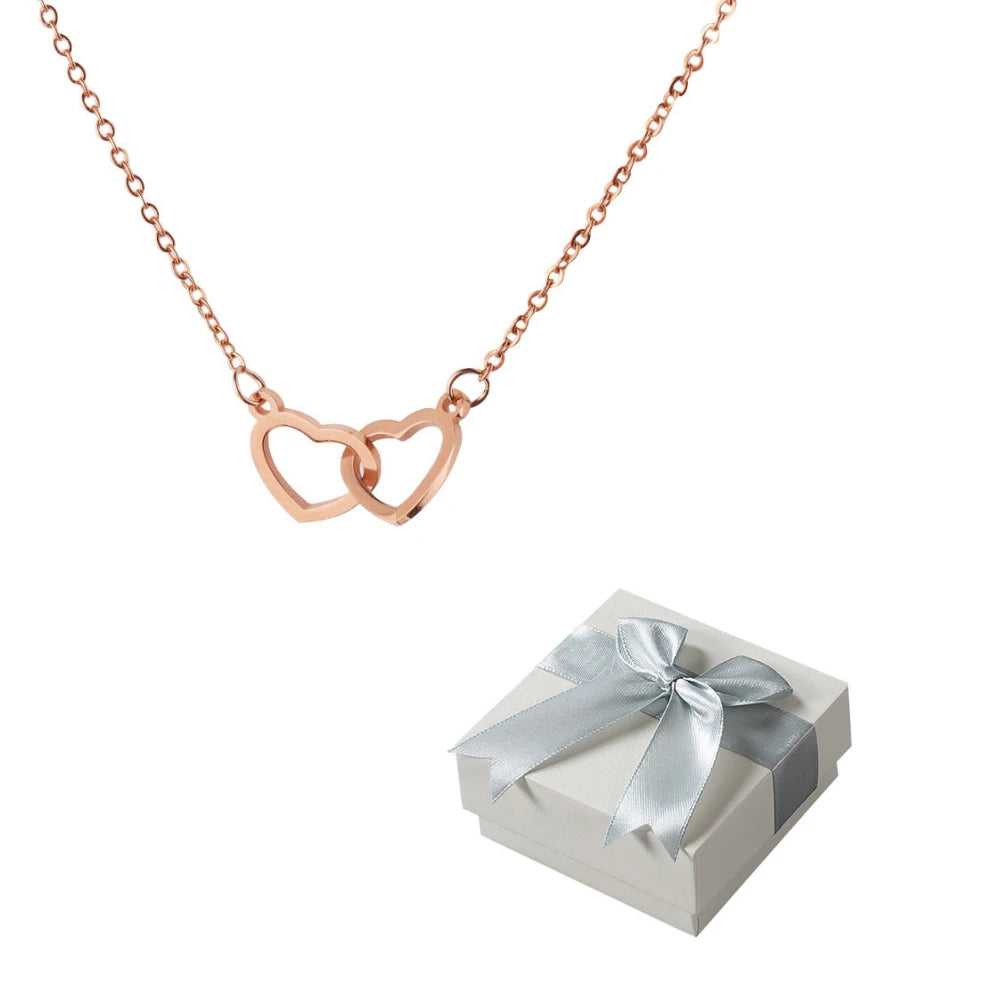 PolishedPlus Custom Names Heart Necklace Personalized Jewelry Rotating Rose Box Pendant Chain For Women Wife Valentine's Day Soldes-ShopOnline