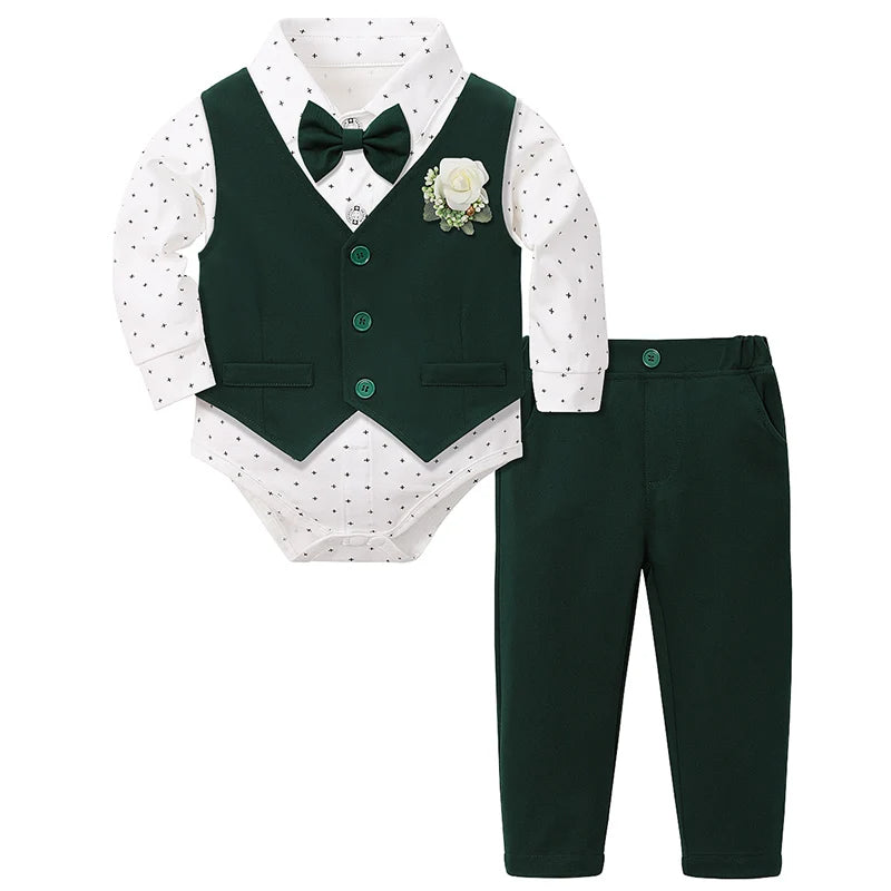 Costume Baptême Bébé Garçon Ensemble Formel | Gilet, Chemise, Pantalon – Baptême, Mariage, Pâques, Anniversaire – 3 à 18 Mois Soldes-ShopOnline