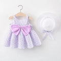 Robe Princesse Bébé Fille LJW – Fleurie, Sans Manches, Noeud + Chapeau, 0-3 Ans Soldes-ShopOnline