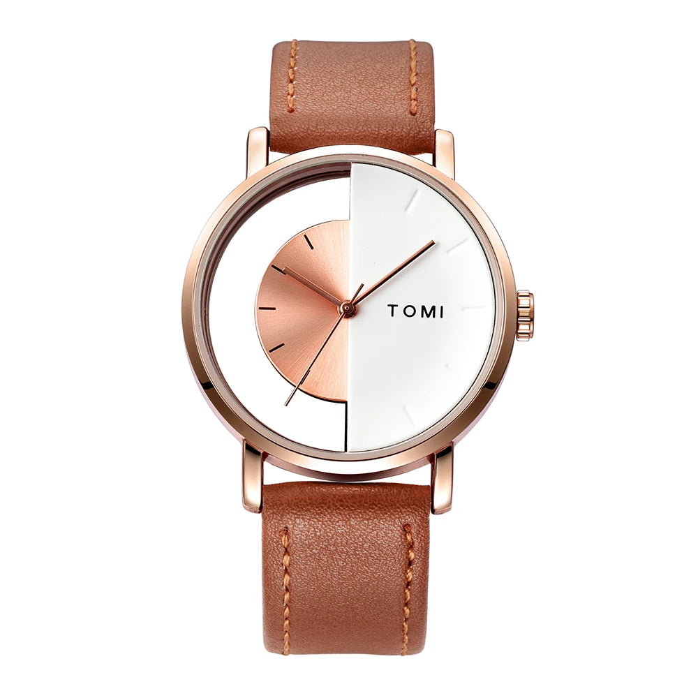 TOMI – Montre Quartz Squelette Design Hollow | Cadran Évidé Tendance, Bracelet PU, Mixte Fashion Soldes-ShopOnline