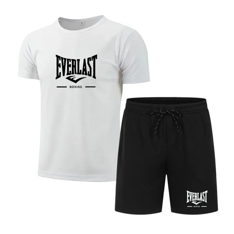 Ensemble Sportif Everlast Homme 2 Pièces – T-Shirt & Short Été, Style Boxing, Tailles S-4XL Soldes-ShopOnline