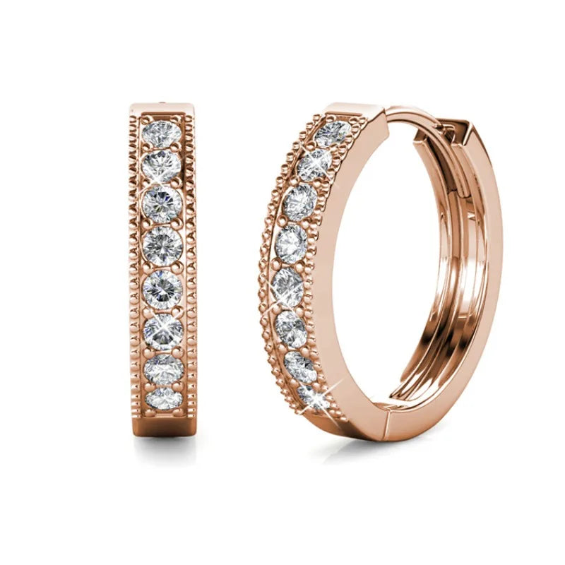 Daisini – Boucles d'Oreilles Créoles Scintillantes Cristaux Swarovski | Plaqué Or Rose 18K, Laiton Premium, Cadeau Femme Soldes-ShopOnline