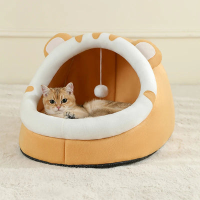Lit Chat Maison Chaude Grotte - Coussin Confort Chaton Chien Soldes-ShopOnline
