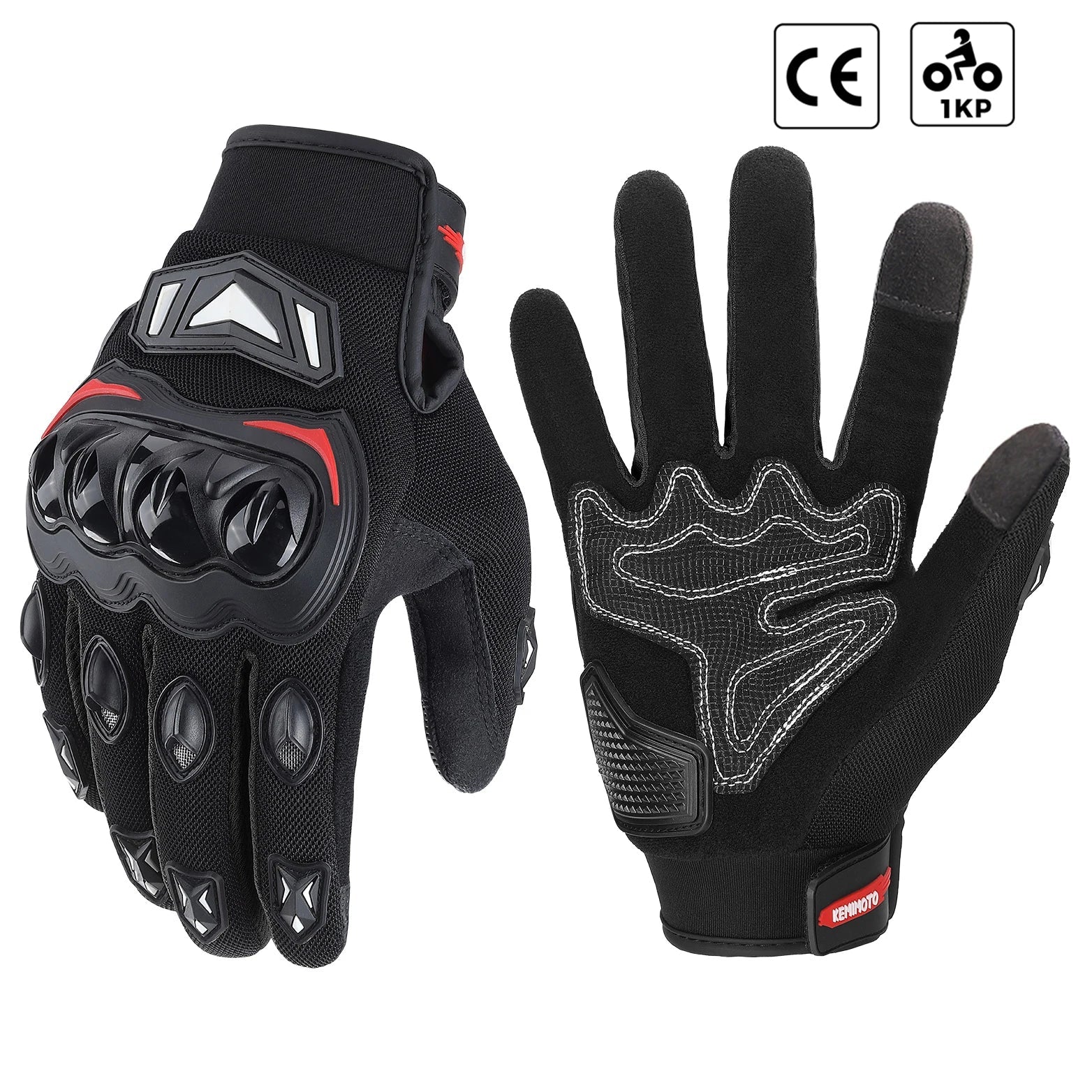 Gants Moto Été KEMITOUR – Écran Tactile, Certifiés CE, Hommes & Femmes – Noir Soldes-ShopOnline