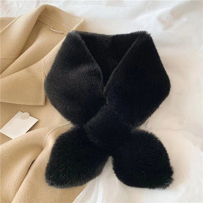 Fake Rabbit Fur Collar Scarf Women Keep Warm Thickening Fur Sjaal Colorful Cross Winter Scarf Autumn Winter Fake Fur Plush Elega Soldes-ShopOnline