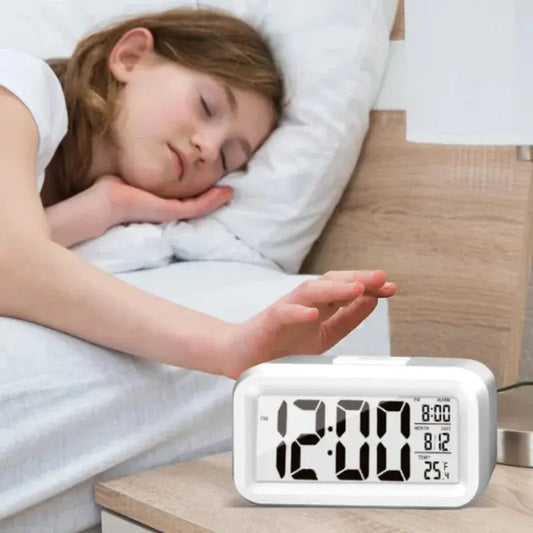 Réveil numérique LED Rétro-éclairage Calendrier de temps de données Bureau Multifonction Rétroéclairage électronique Horloge de table garçon fille - Soldes-ShopOnline