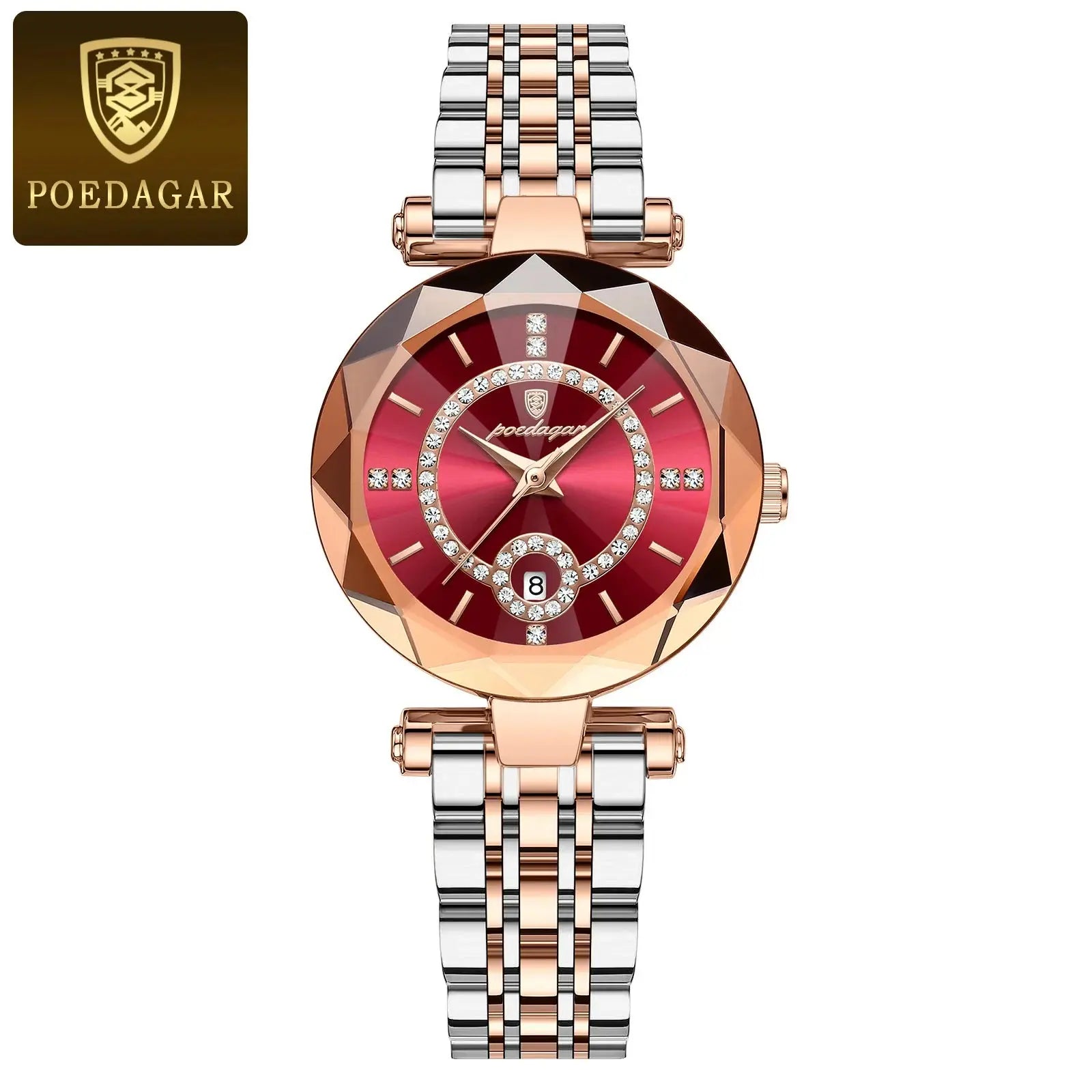 POEDAGAR Montre de luxe pour femme Montre à quartz pour dames en diamant de haute qualité Date étanche Montres pour femmes en acier inoxydable - Soldes-ShopOnline