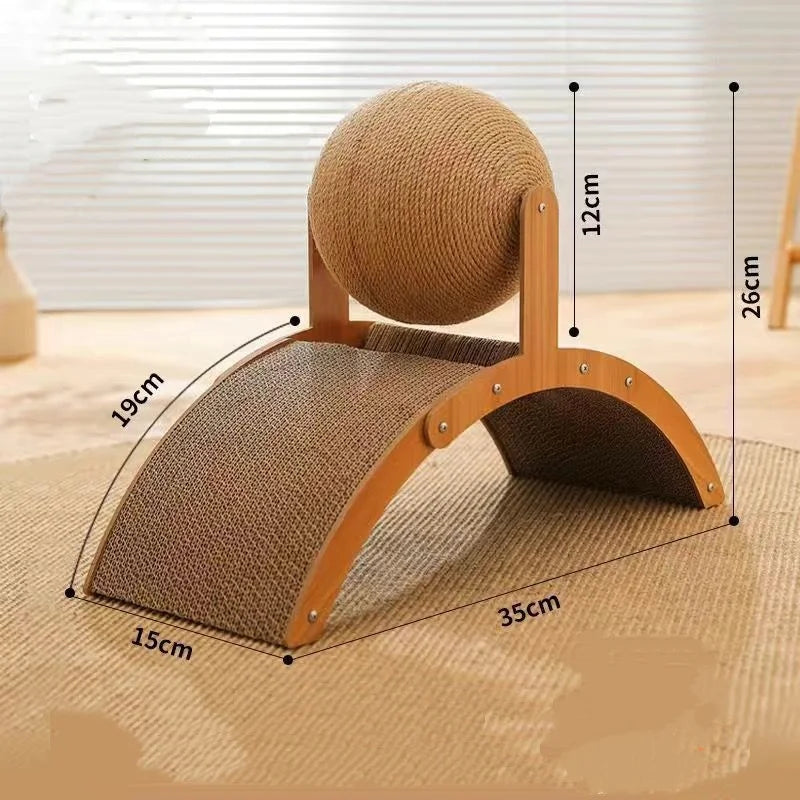 Wooden Cat Scratching Ball 2 In 1 Cat Scratcher Sisal Scratch Board Wear-Resistant Grinding Paw Toy Solid Wood Scraper for Cats Soldes-ShopOnline