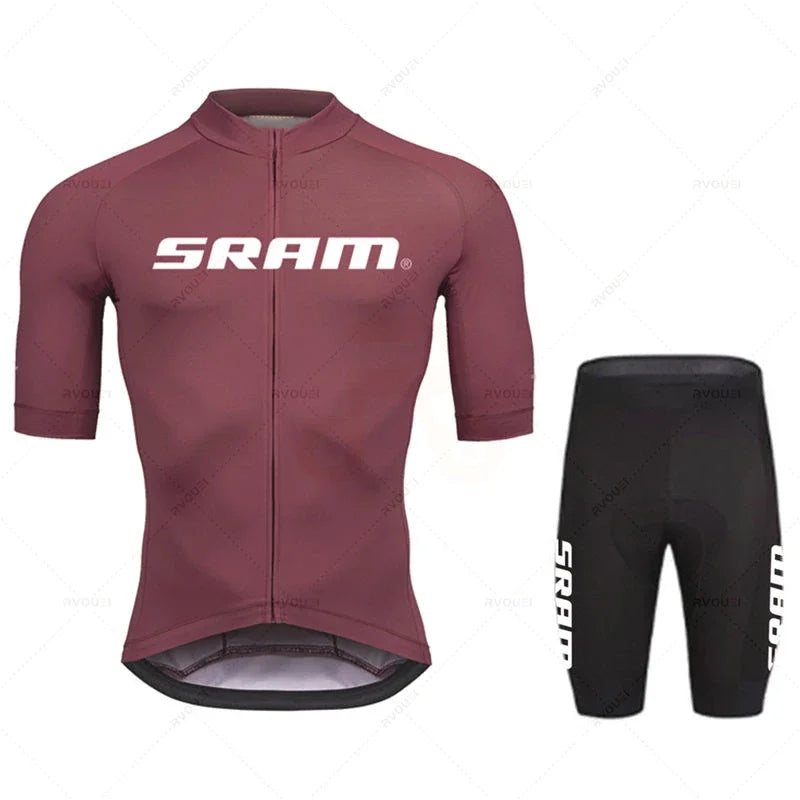 Tenue Cyclisme Homme SRAM Pro 2024 – Maillot + Cuissard Gel, Noir Soldes-ShopOnline