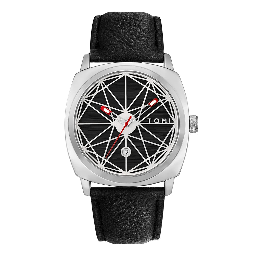 TOMI – Montre Quartz Homme Luxe & Polyvalente | Cadran Rond 40mm, Bracelet PU, Calendrier, Business & Loisir Soldes-ShopOnline