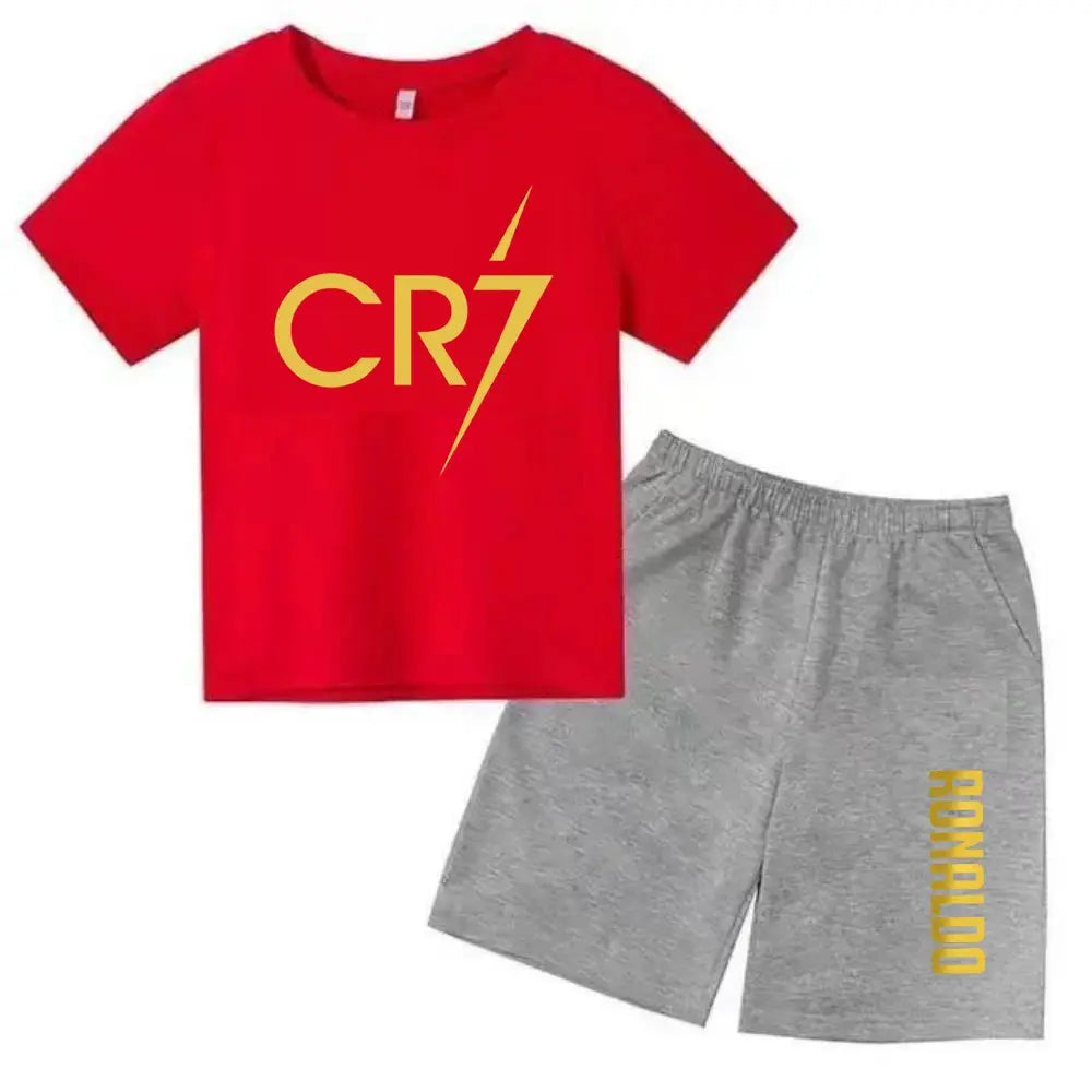 CR7 Imprimé Manches Courtes Enfants Ensemble Casual Mode t-shirt et Short 2pcs Set Kid Garçons Filles Sports Tshirts Set Tenues ensemble CR7 à Prix Discount - Soldes-ShopOnline