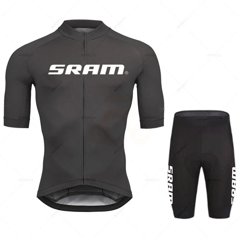 Tenue Cyclisme Homme SRAM Pro 2024 – Maillot + Cuissard Gel, Noir Soldes-ShopOnline