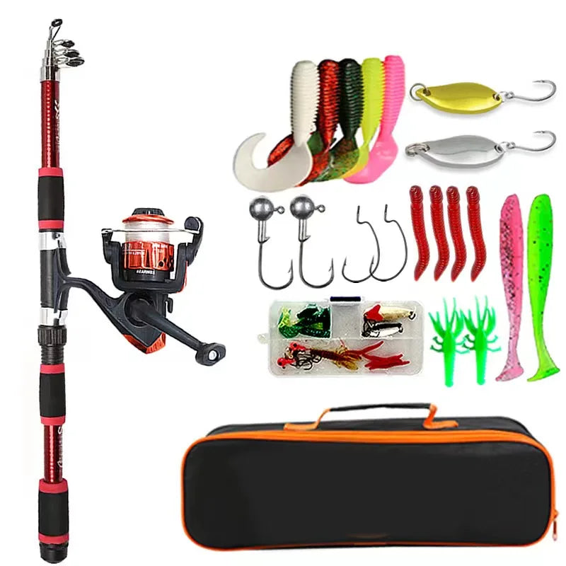 Kit Canne à Pêche Télescopique BRAVMACK 1,8m – Moulinet, Leurres, Hameçons, Voyage Soldes-ShopOnline