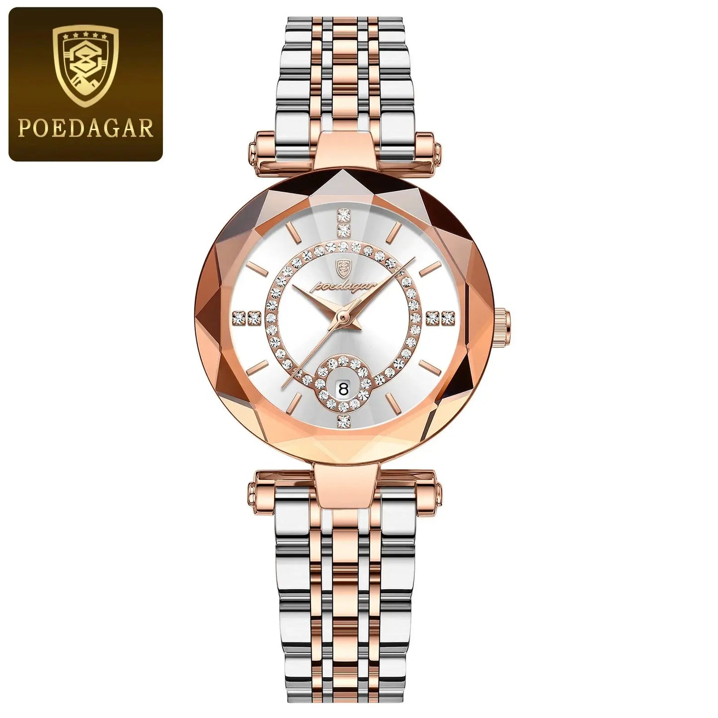 POEDAGAR Montre de luxe pour femme Montre à quartz pour dames en diamant de haute qualité Date étanche Montres pour femmes en acier inoxydable - Soldes-ShopOnline