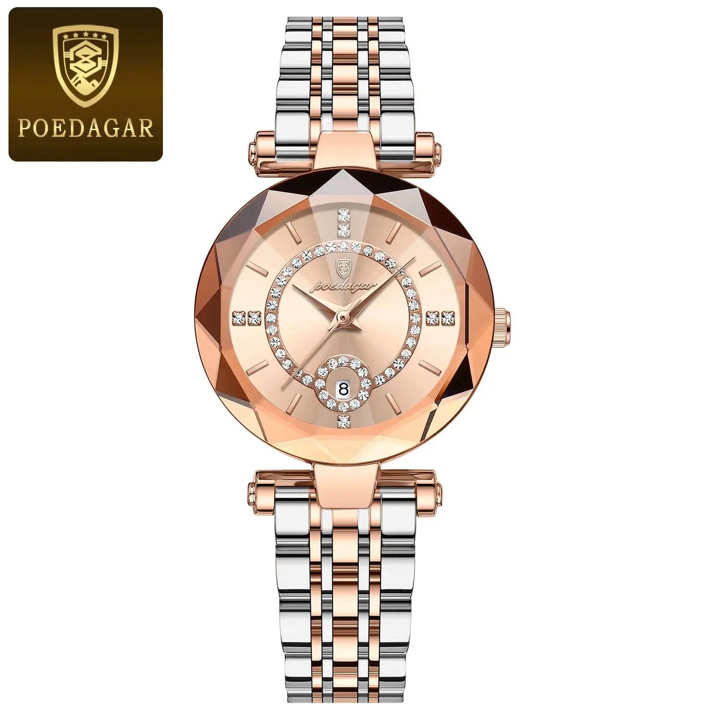 POEDAGAR Montre de luxe pour femme Montre à quartz pour dames en diamant de haute qualité Date étanche Montres pour femmes en acier inoxydable - Soldes-ShopOnline
