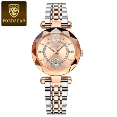POEDAGAR Montre de luxe pour femme Montre à quartz pour dames en diamant de haute qualité Date étanche Montres pour femmes en acier inoxydable - Soldes-ShopOnline