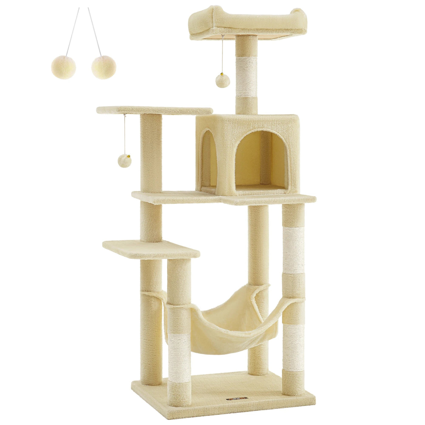 Feandrea Cat Tree, 143 cm Cat Tower for Indoor Cats, Multi-Level Plush Cat Condo with 4 Scratching Posts, 2 Perches, Cave Soldes-ShopOnline
