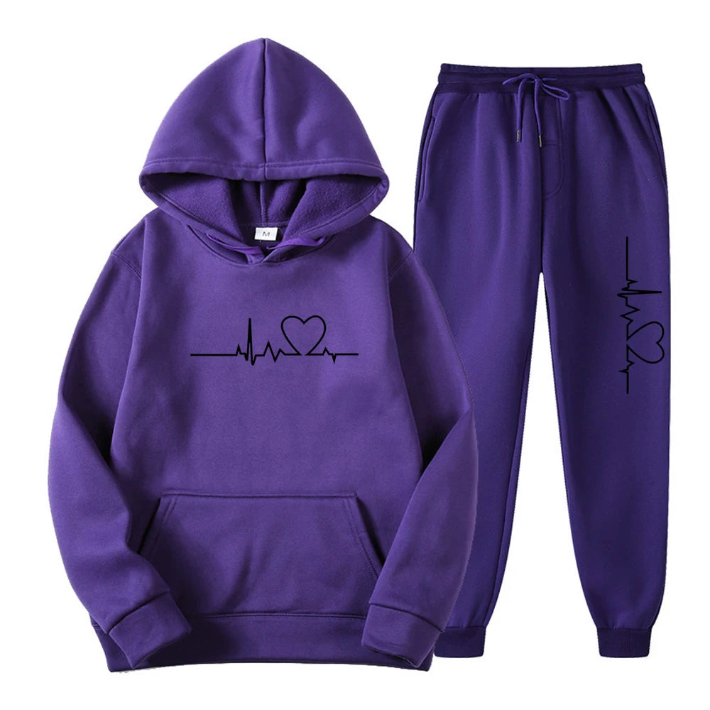 Ensemble Jogging Femme – Hoodie + Pantalon Sport, Imprimé, Printemps & Automne Soldes-ShopOnline
