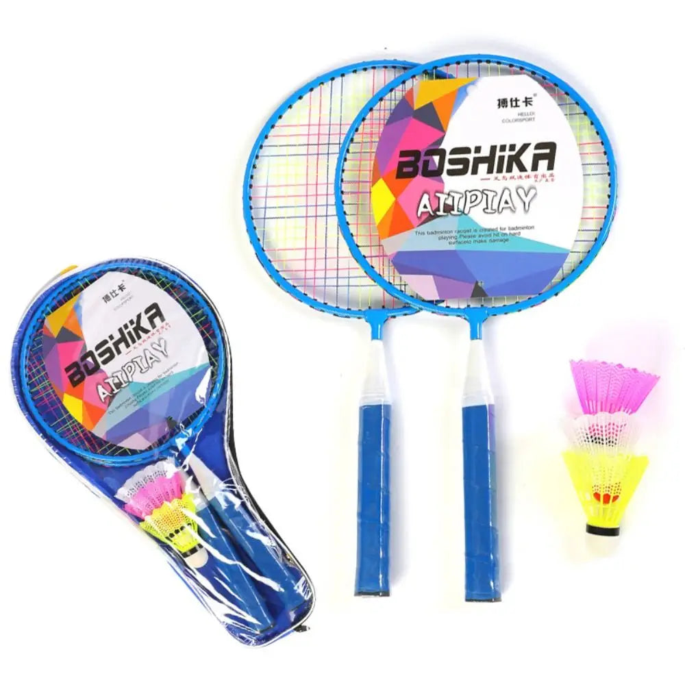 Children Lightweight Badminton Rackets Family Game Toy Iron Alloy Double Racquet Set with Carrying Bag Sports Equipment Soldes-ShopOnline
