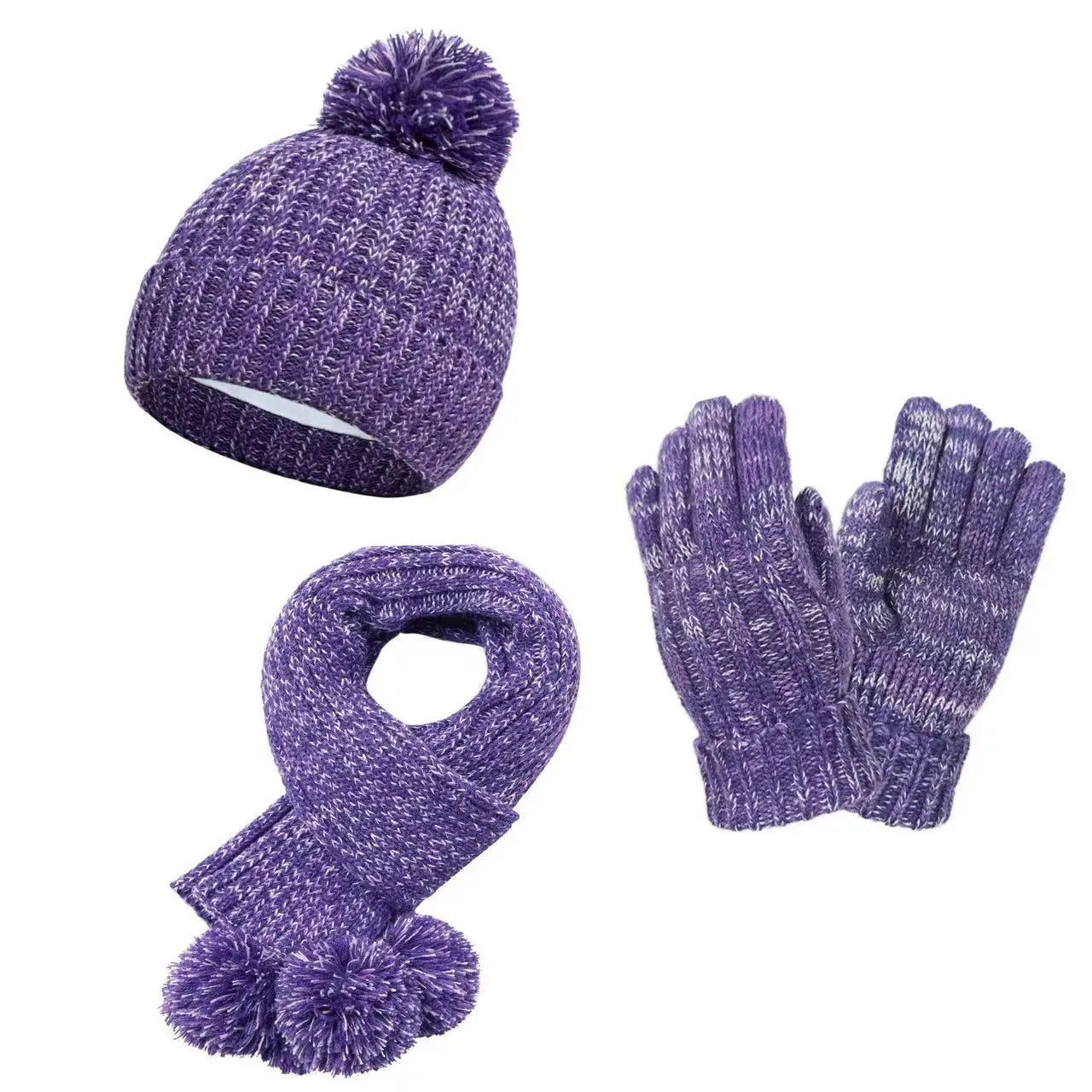 6PCS Kids Hat Scarf Gloves Set Winter Warm Knit Bonnet Mittens for Boys Girls Soldes-ShopOnline