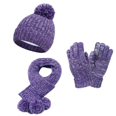 6PCS Kids Hat Scarf Gloves Set Winter Warm Knit Bonnet Mittens for Boys Girls Soldes-ShopOnline